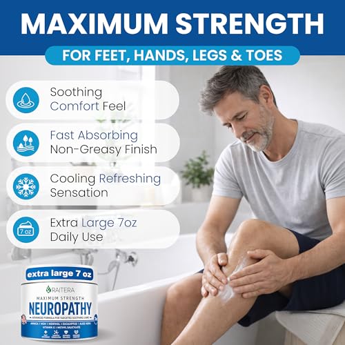 Raitera Neuropathy Cream – Extra Strength for Feet, Hands, Legs, Toes – Advanced Cooling Non-Greasy Fast Absorbing Formula - Natural Ingredients Frankincense, Arnica, Aloe Vera, Turmeric, MSM - dailyvitalstore