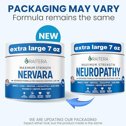 Raitera Neuropathy Cream – Extra Strength for Feet, Hands, Legs, Toes – Advanced Cooling Non-Greasy Fast Absorbing Formula - Natural Ingredients Frankincense, Arnica, Aloe Vera, Turmeric, MSM - dailyvitalstore