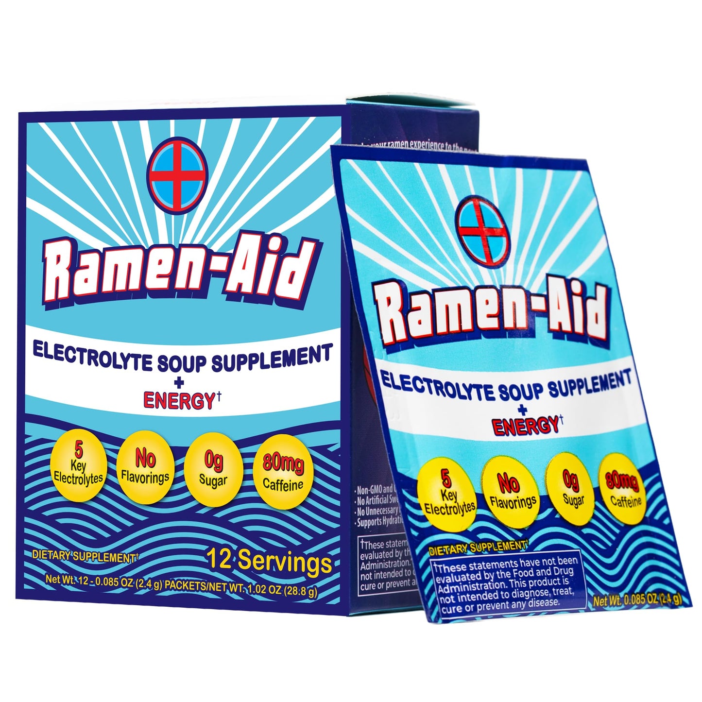 Ramen-Aid Electrolyte Soup Supplement with Energy, 80mg Caffeine, Sodium-Free, Sugar-Free, 12 Packets - dailyvitalstore