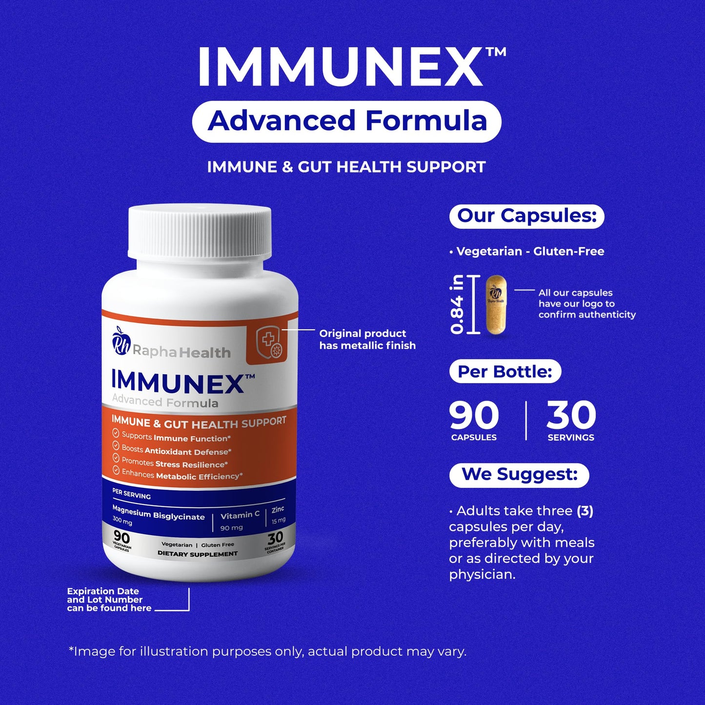 RAPHA HEALTH Immune 247 - Immune and Wellness Support | Gut & Antioxidant Booster | Magnesium, Selenium, Zinc, Vitamin C, Ashwagandha | 90 Capsules - 30 Servings - dailyvitalstore