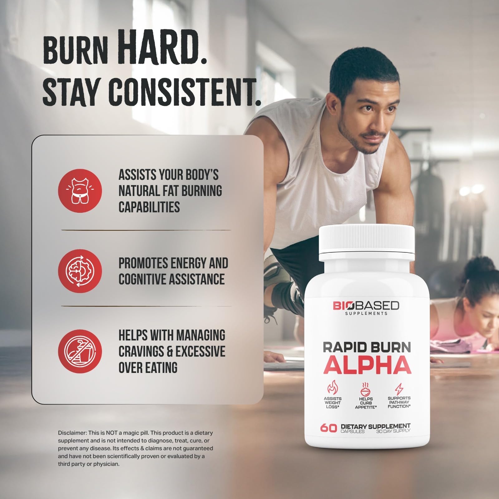 Rapid Burn Alpha - Fat Burner for Men - Supports Healthy Pathways Associated with Activity - Supports Appetite Control, Energy Booster, Helps Increase Metabolism & Fat Loss - 60 Unisex Capsules - dailyvitalstore