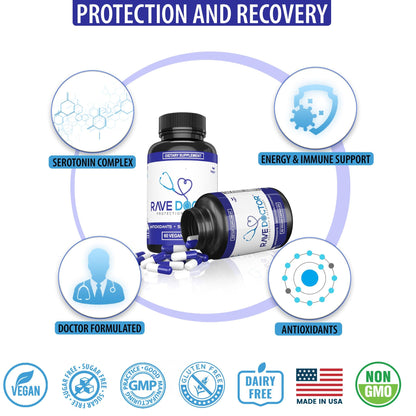 Rave Doctor 5 HTP Supplement - Essential Rave Vitamins for Festival Goers, Rave Accessories, Festival Essentials, Festival Gear, Rave Essentials, 5htp Supplement - dailyvitalstore