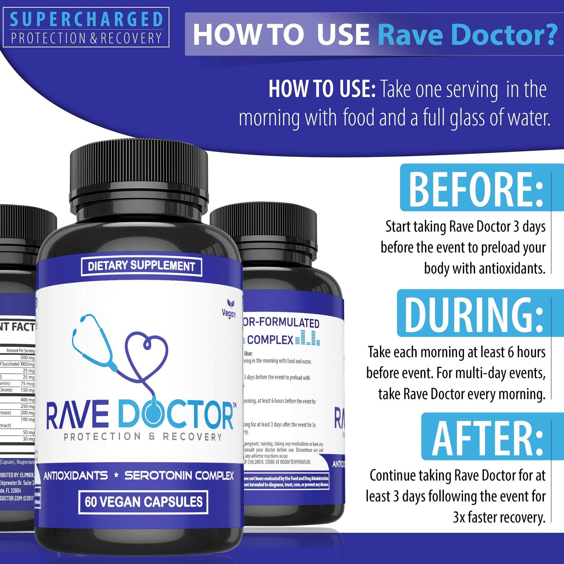 Rave Doctor 5 HTP Supplement - Essential Rave Vitamins for Festival Goers, Rave Accessories, Festival Essentials, Festival Gear, Rave Essentials, 5htp Supplement - dailyvitalstore