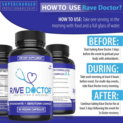 Rave Doctor 5 HTP Supplement - Essential Rave Vitamins for Festival Goers, Rave Accessories, Festival Essentials, Festival Gear, Rave Essentials, 5htp Supplement - dailyvitalstore
