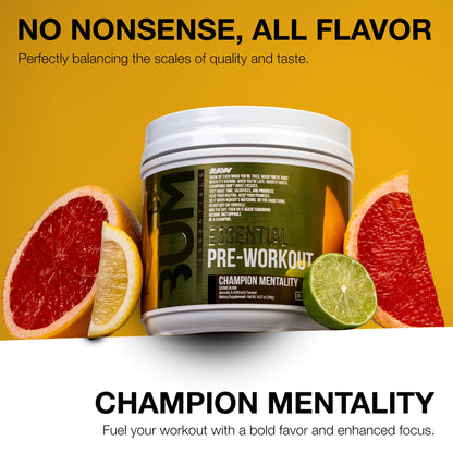 RAW Essential Pre-Workout Powder (Champion Mentality) - Chris Bumstead Sports Nutrition Supplement for Men & Women - Preworkout Energy Powder with Caffein - dailyvitalstore