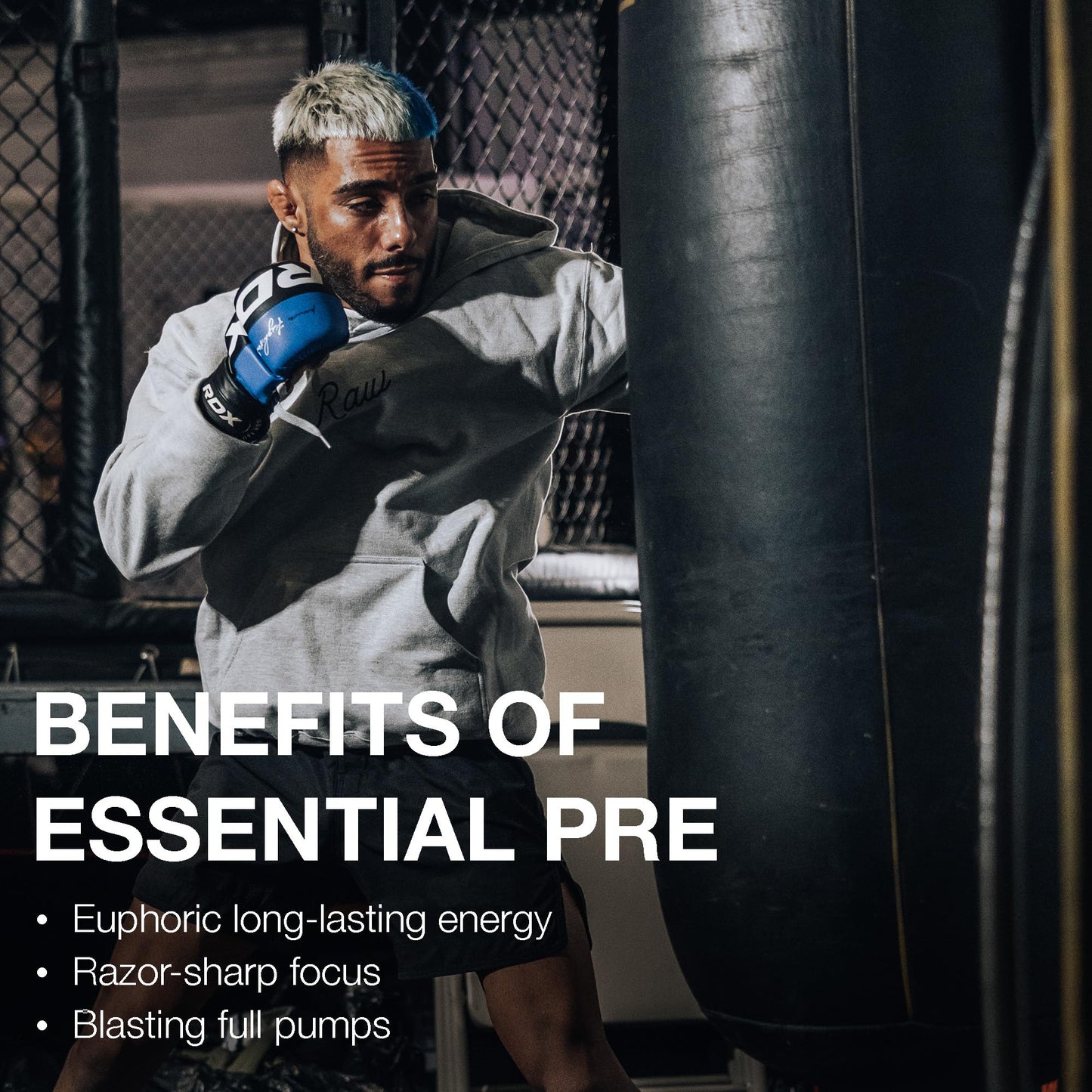 RAW Essential Pre-Workout Powder (Fruit Burst) - Chris Bumstead Sports Nutrition Supplement for Men & Women - Preworkout Energy Powder with Caffeine - dailyvitalstore