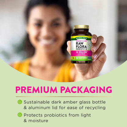 Raw Flora Probiotics for Women | 30 Billion CFU | 33 Capsules | with Cranberry and D-Mannose | Vegan, Non-GMO & Gluten Free Supplement - dailyvitalstore