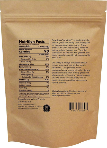 Raw Grass Fed Whey Protein Powder, Unflavored – 1 Ingredient, No Additives or Fillers, Undenatured, Made in USA, 12 oz - dailyvitalstore