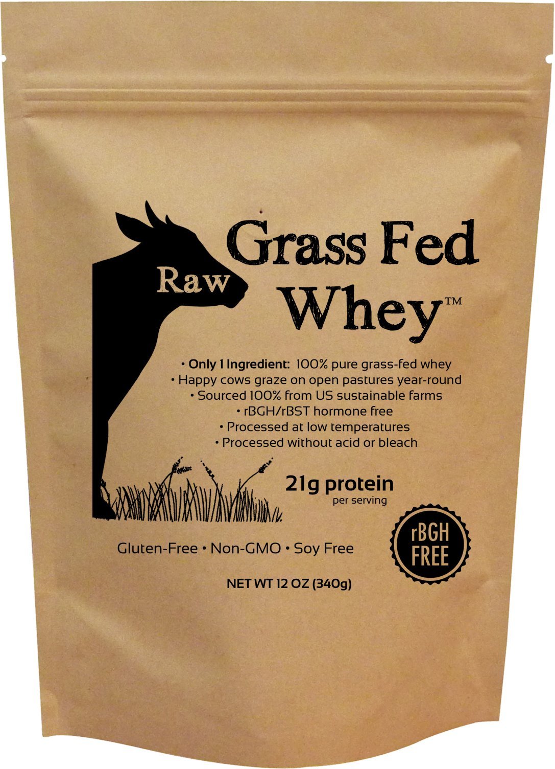 Raw Grass Fed Whey Protein Powder, Unflavored – 1 Ingredient, No Additives or Fillers, Undenatured, Made in USA, 12 oz - dailyvitalstore
