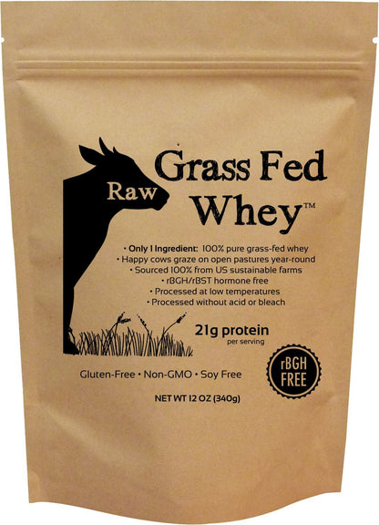 Raw Grass Fed Whey Protein Powder, Unflavored – 1 Ingredient, No Additives or Fillers, Undenatured, Made in USA, 12 oz - dailyvitalstore