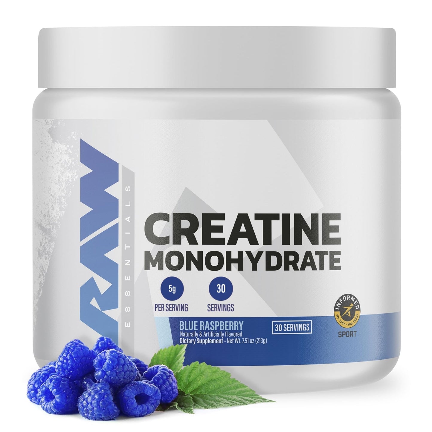 RAW Nutrition Creatine Monohydrate Powder, Blue Raspberry (30 Servings) - Micronized Creatine Monohydrate Supplement for Workout Performance, Build Muscle & Strength - dailyvitalstore