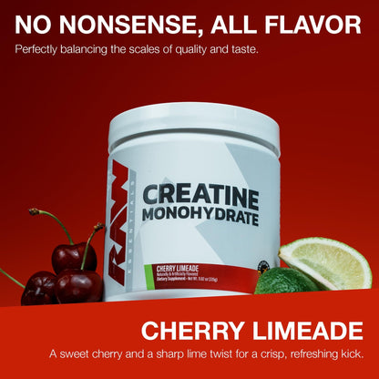 RAW Nutrition Creatine Monohydrate Powder, Cherry Limeade (30 Servings) - Micronized Creatine Monohydrate Supplement for Workout Performance, Build Muscle & Strength - dailyvitalstore