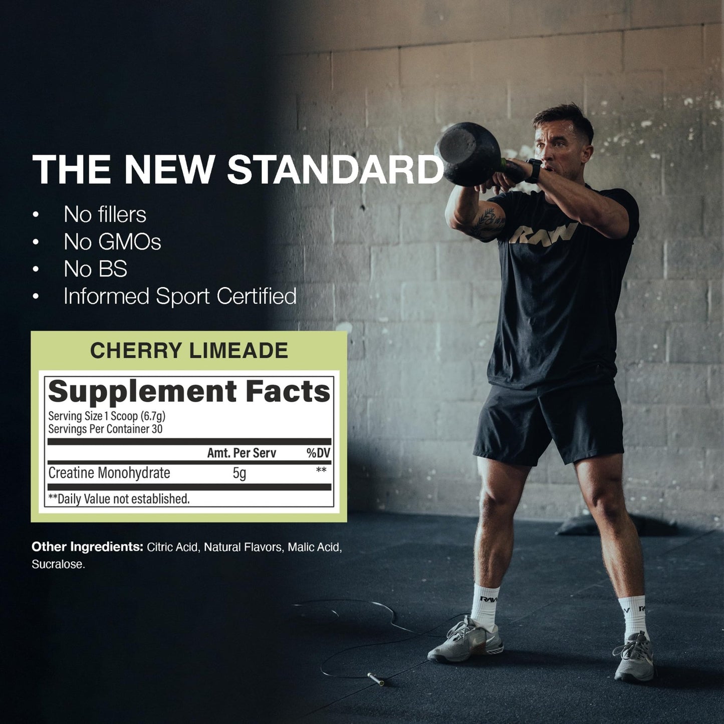 RAW Nutrition Creatine Monohydrate Powder, Cherry Limeade (30 Servings) - Micronized Creatine Monohydrate Supplement for Workout Performance, Build Muscle & Strength - dailyvitalstore