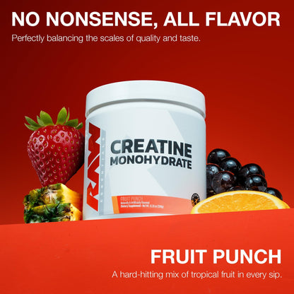 RAW Nutrition Creatine Monohydrate Powder, Fruit Punch (30 Servings) - Micronized Creatine Monohydrate Supplement for Workout Performance, Build Muscle & Strength - dailyvitalstore