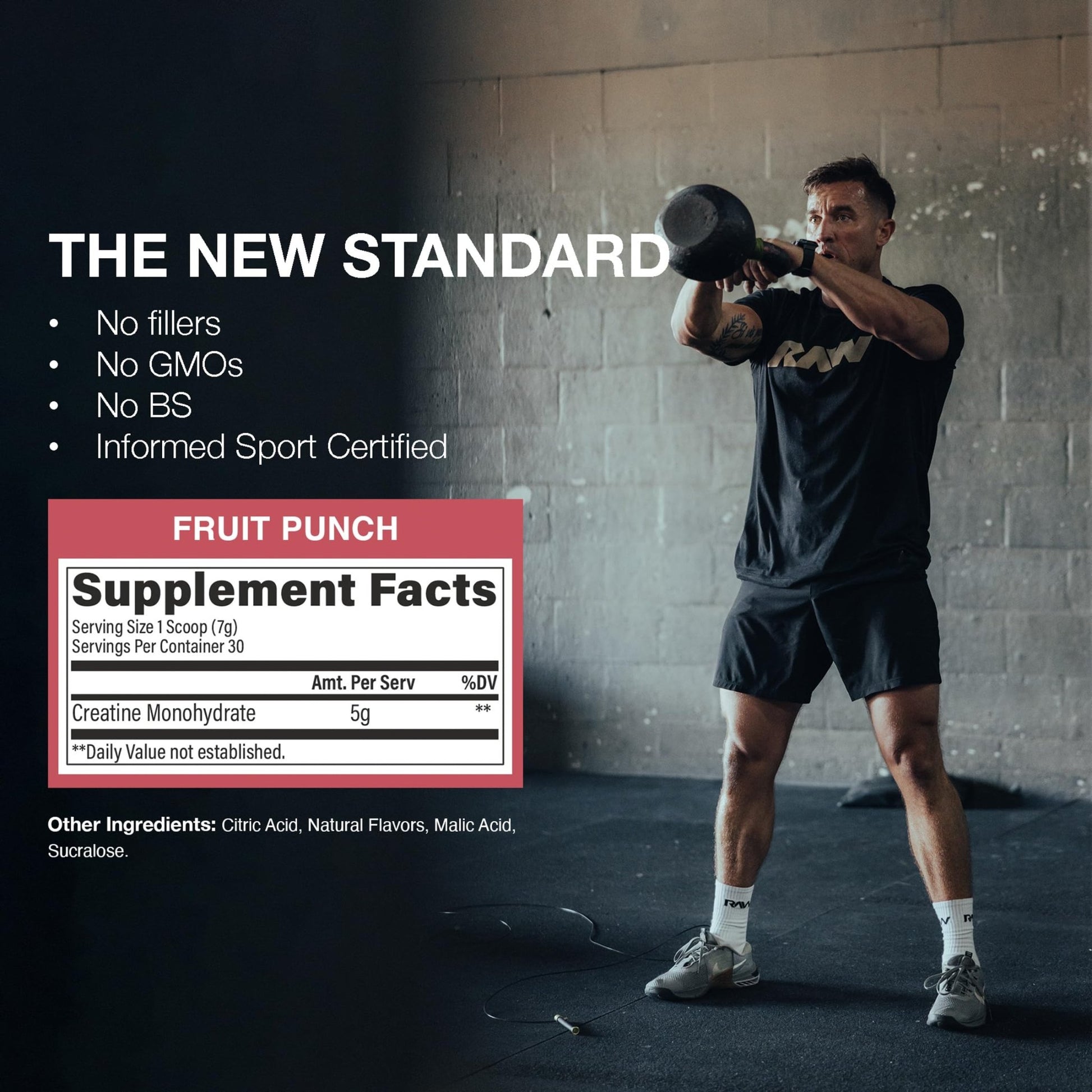RAW Nutrition Creatine Monohydrate Powder, Fruit Punch (30 Servings) - Micronized Creatine Monohydrate Supplement for Workout Performance, Build Muscle & Strength - dailyvitalstore