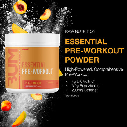 RAW Nutrition - Essential Pre - Chris Bumstead Pre Workout Formula, Sports Nutrition Pre-Workout Powders | Men & Womens Drink - dailyvitalstore