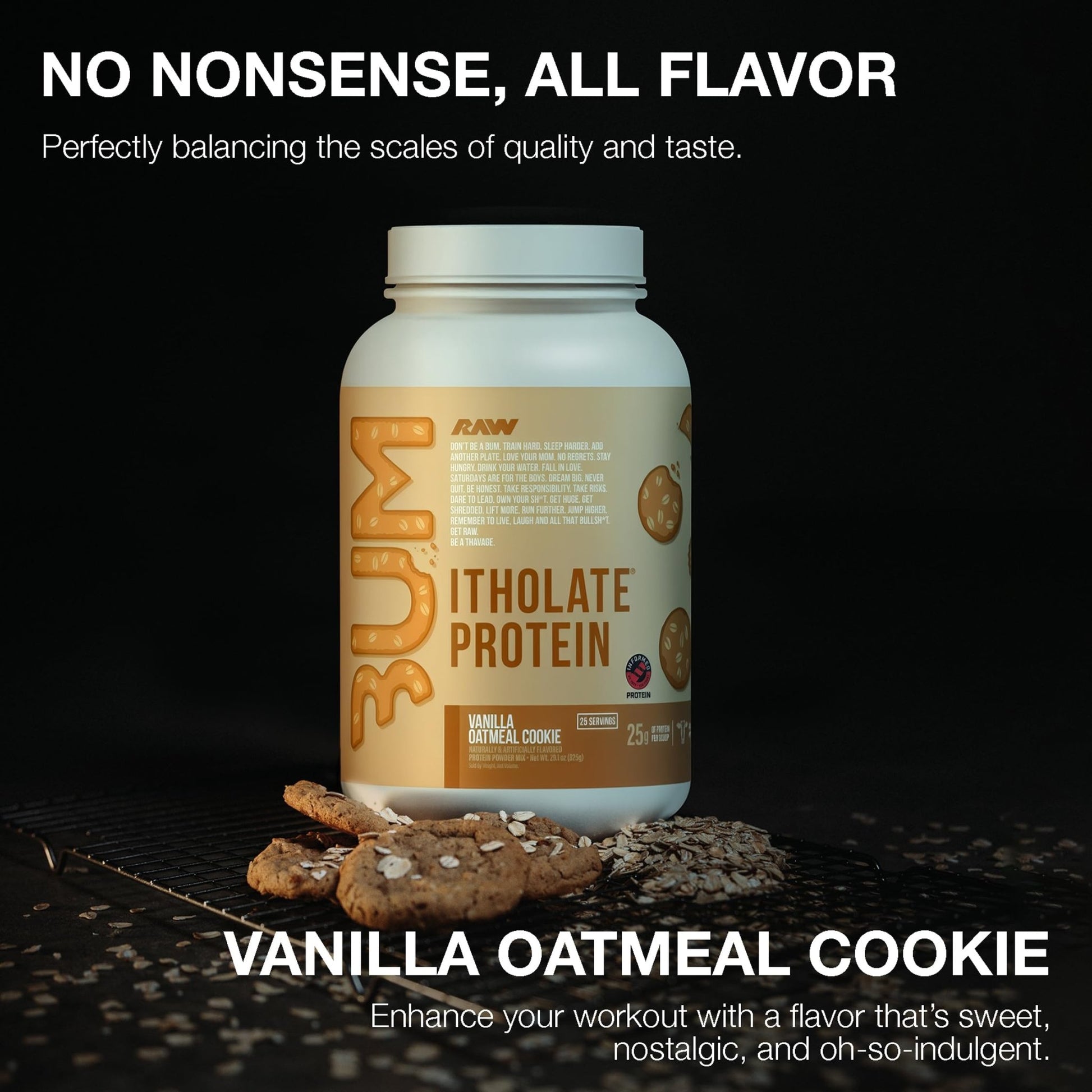 RAW Whey Isolate Protein Powder, Vanilla Oatmeal Cookie (CBUM Itholate Protein) - 100% Grass-Fed Sports Nutrition for Muscle Growth & Recovery - Low-Fat, Low Carb - dailyvitalstore