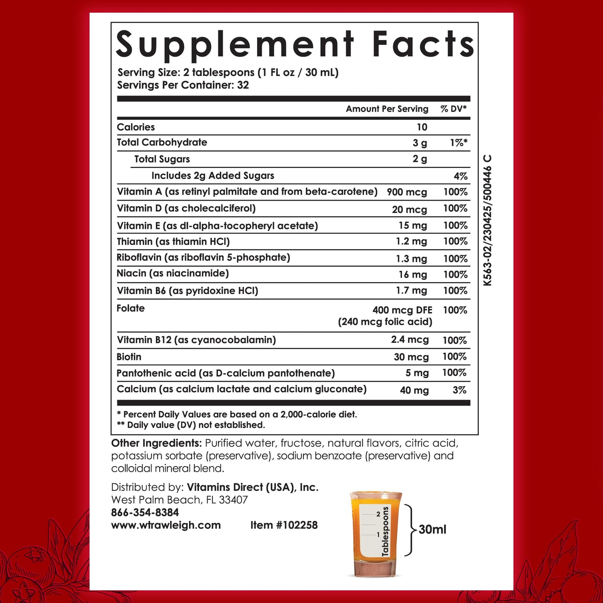 Rawleigh Power Nutrient: 32 fl oz for 1 Month - Cranberry Flavor, Daily Multivitamin Liquid Supplement for Men, Women with VIT. A - zinc & 70 Colloidal Trace Minerals, Vegetarian-Friendly, GMO Free - dailyvitalstore