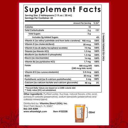 Rawleigh Power Nutrient: 32 fl oz for 1 Month - Cranberry Flavor, Daily Multivitamin Liquid Supplement for Men, Women with VIT. A - zinc & 70 Colloidal Trace Minerals, Vegetarian-Friendly, GMO Free - dailyvitalstore
