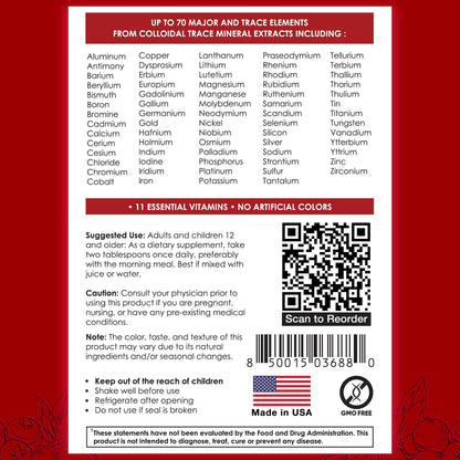 Rawleigh Power Nutrient: 32 fl oz for 1 Month - Cranberry Flavor, Daily Multivitamin Liquid Supplement for Men, Women with VIT. A - zinc & 70 Colloidal Trace Minerals, Vegetarian-Friendly, GMO Free - dailyvitalstore
