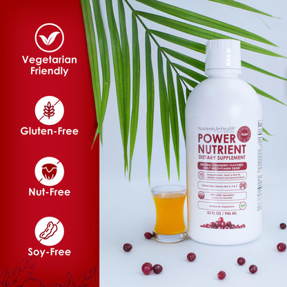Rawleigh Power Nutrient: 32 fl oz for 1 Month - Cranberry Flavor, Daily Multivitamin Liquid Supplement for Men, Women with VIT. A - zinc & 70 Colloidal Trace Minerals, Vegetarian-Friendly, GMO Free - dailyvitalstore