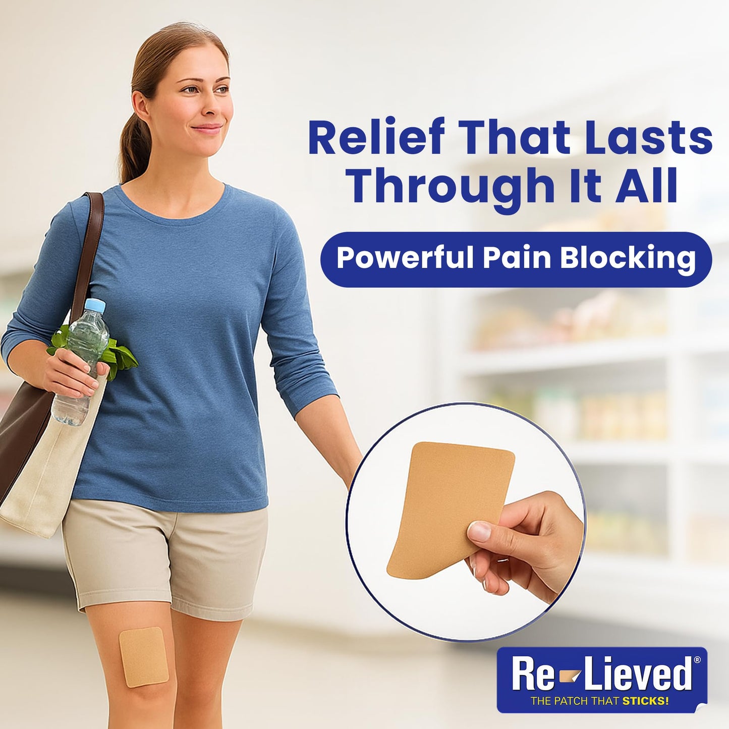 Re-Lieved 4% Lidocaine Patches Maximum Strength - Aluminum-Free, Water Resistant and USA Made -Superior Sticking Pain Relief Patches Quickly Relieves Back, Joints and Muscle Pain-3x6 Inches (31 Count) - dailyvitalstore