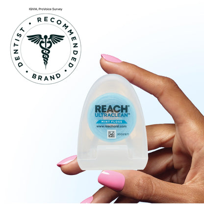 REACH Ultraclean Dental Floss, Mint, Plaque Remover for Teeth, Shred Resistant, Waxed, Easy on Gums & Teeth, Mint, Oral Care - dailyvitalstore