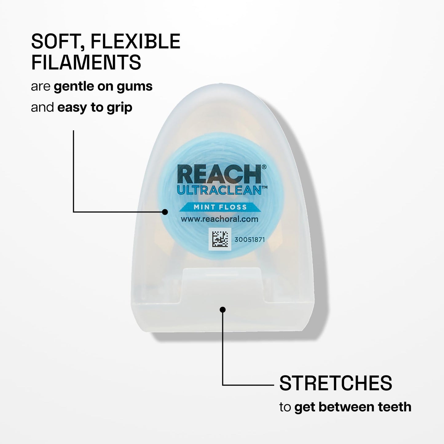 REACH Ultraclean Dental Floss, Mint, Plaque Remover for Teeth, Shred Resistant, Waxed, Easy on Gums & Teeth, Mint, Oral Care - dailyvitalstore