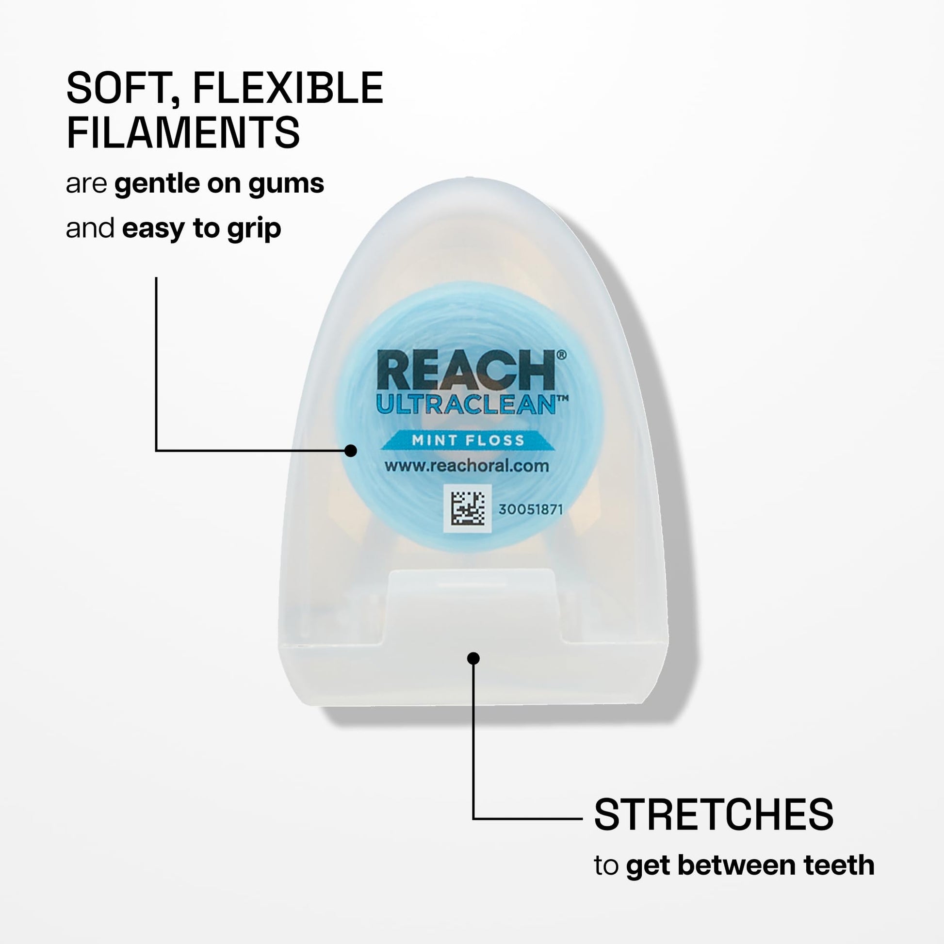 REACH Ultraclean Dental Floss, Mint, Plaque Remover for Teeth, Shred Resistant, Waxed, Easy on Gums & Teeth, Mint, Oral Care - dailyvitalstore