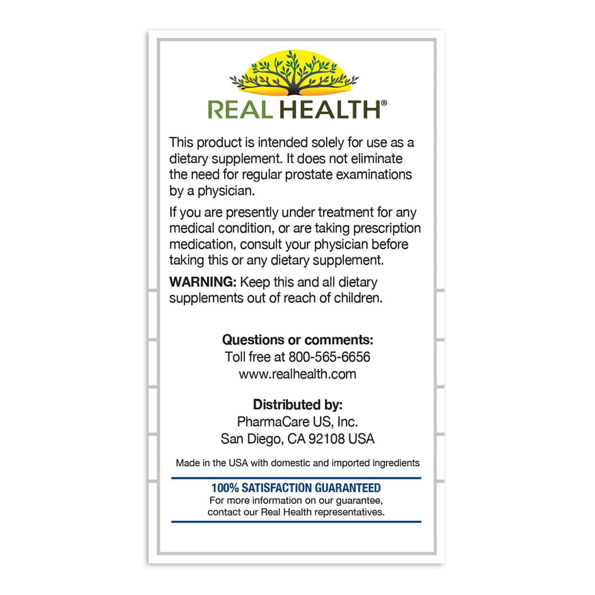Real Health The Prostate Formula - Prostate Health Supplements for Men, Saw Palmetto Formula for Healthy Bladder and Urinary Support, - dailyvitalstore