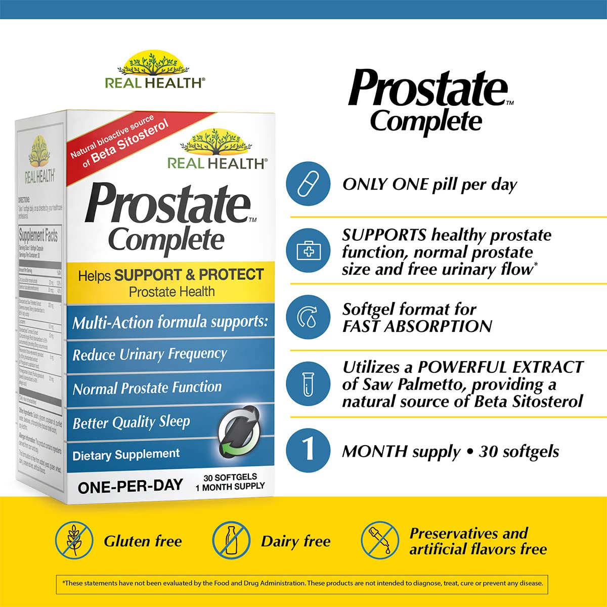 Real Health The Prostate Formula - Prostate Health Supplements for Men, Saw Palmetto Formula for Healthy Bladder and Urinary Support, - dailyvitalstore