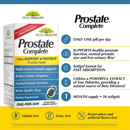 Real Health The Prostate Formula - Prostate Health Supplements for Men, Saw Palmetto Formula for Healthy Bladder and Urinary Support, - dailyvitalstore