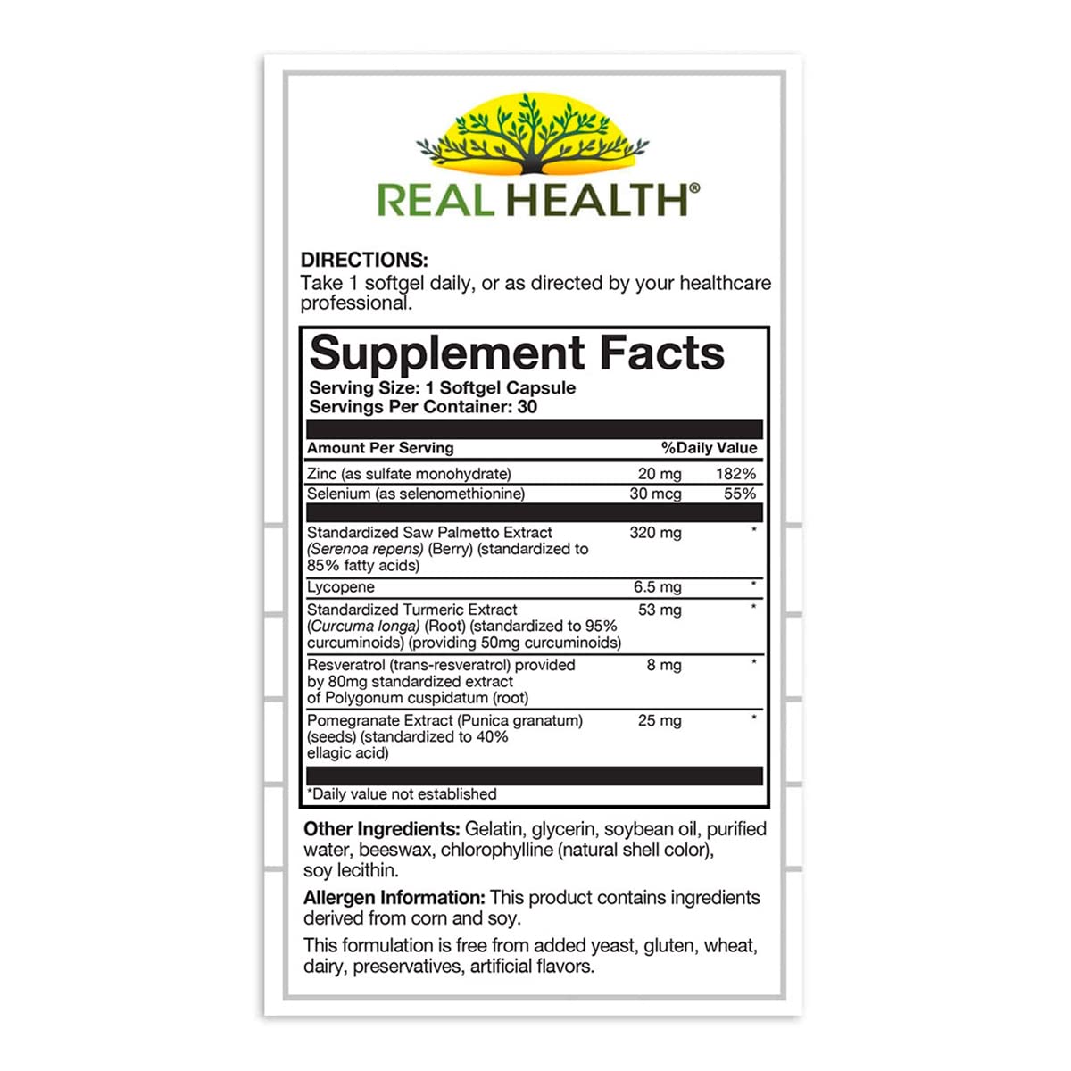 Real Health The Prostate Formula - Prostate Health Supplements for Men, Saw Palmetto Formula for Healthy Bladder and Urinary Support, - dailyvitalstore