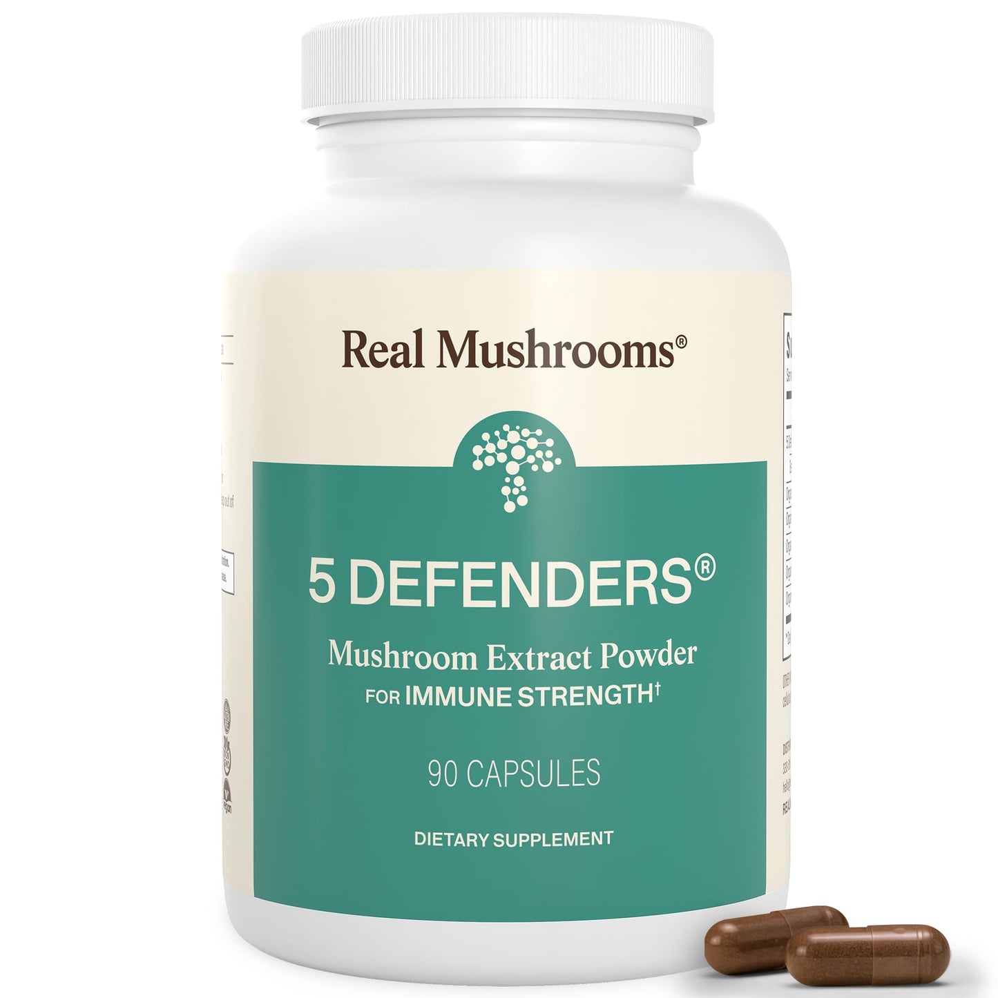 Real Mushrooms 5 Defenders - Adaptogenic Mushrooms Complex with Chaga, Reishi, Turkey Tail, Maitake & Shiitake for Wellness Support - dailyvitalstore