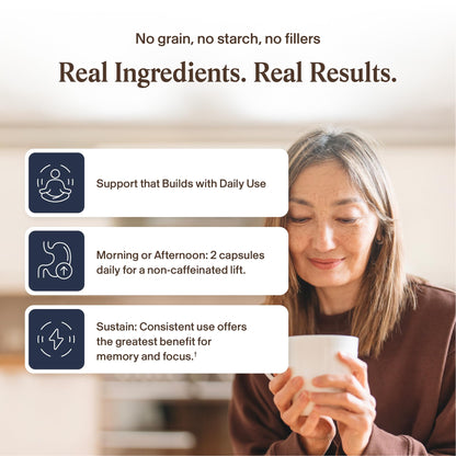 Real Mushrooms Lion’s Mane Focus Capsules (90 Count) – Organic Lions Mane Fruiting Body Extracts with 200mg Alpha GPC Choline - dailyvitalstore