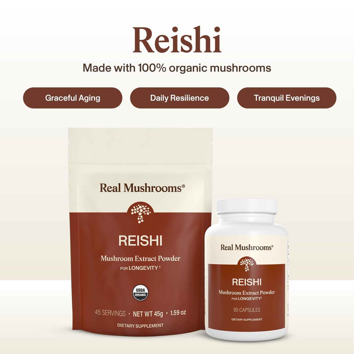 Real Mushrooms Reishi Mushroom Capsules - Handpicked Organic Mushroom Extracts - dailyvitalstore