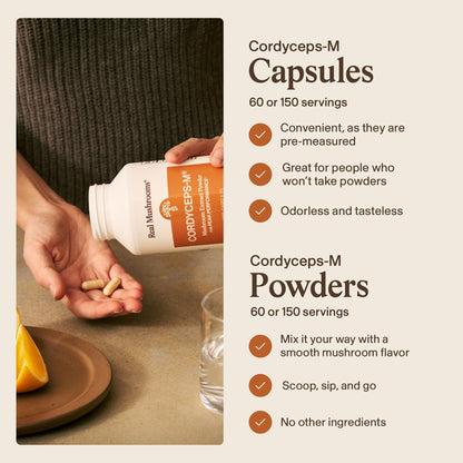 Real Mushrooms Supplement Capsules - Cordyceps Mushroom Powder Rich in Beta Glucans - Mushroom Pills Cordyceps for Energy and Performance - Vegan, Non-GMO, No Grain Fillers, 120 ct - dailyvitalstore