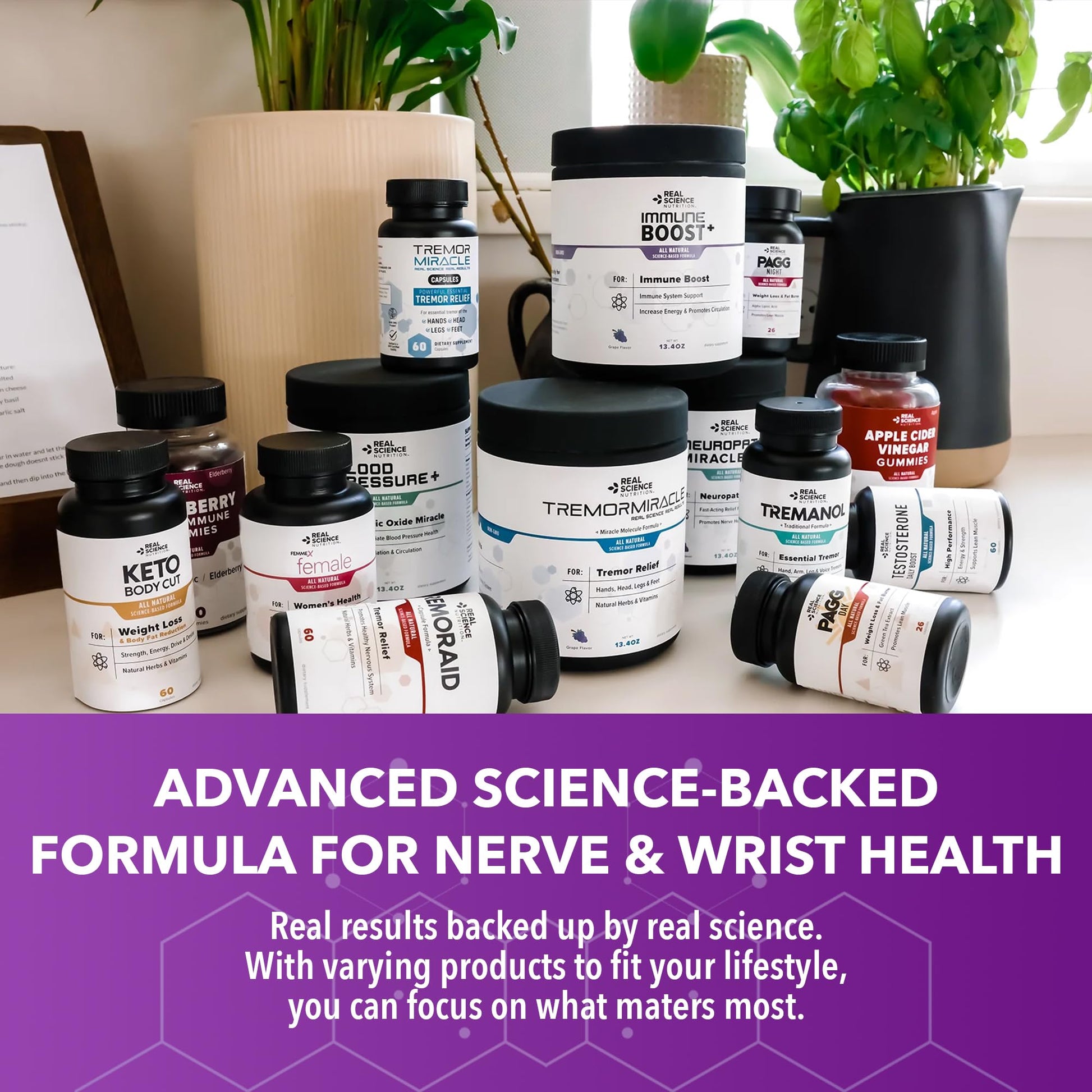 Real Science Carpal Miracle – All Natural Carpal Tunnel Relief & Wrist Support Supplement with Vitamins B6, B12, C, D, K + GABA – Hand & Nerve Comfort – Made in USA, 60 Caps - dailyvitalstore