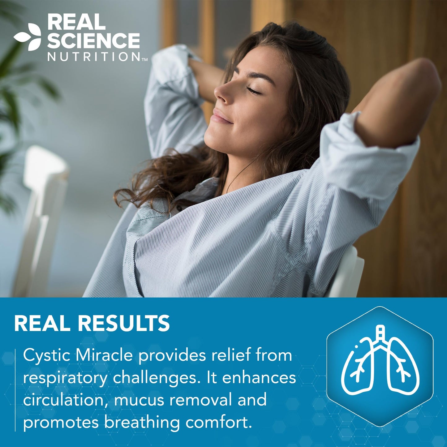 Real Science Cystic Miracle - Lung Support Supplement for Breathing Support and Mucus Clearance – with Vinitrox & GABA to Help Clear Lungs and Aid Respiratory Health, Made in USA, 60 Caps - dailyvitalstore