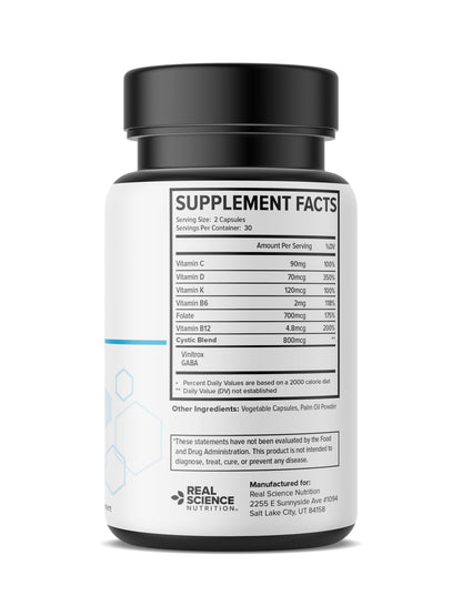 Real Science Cystic Miracle - Lung Support Supplement for Breathing Support and Mucus Clearance – with Vinitrox & GABA to Help Clear Lungs and Aid Respiratory Health, Made in USA, 60 Caps - dailyvitalstore