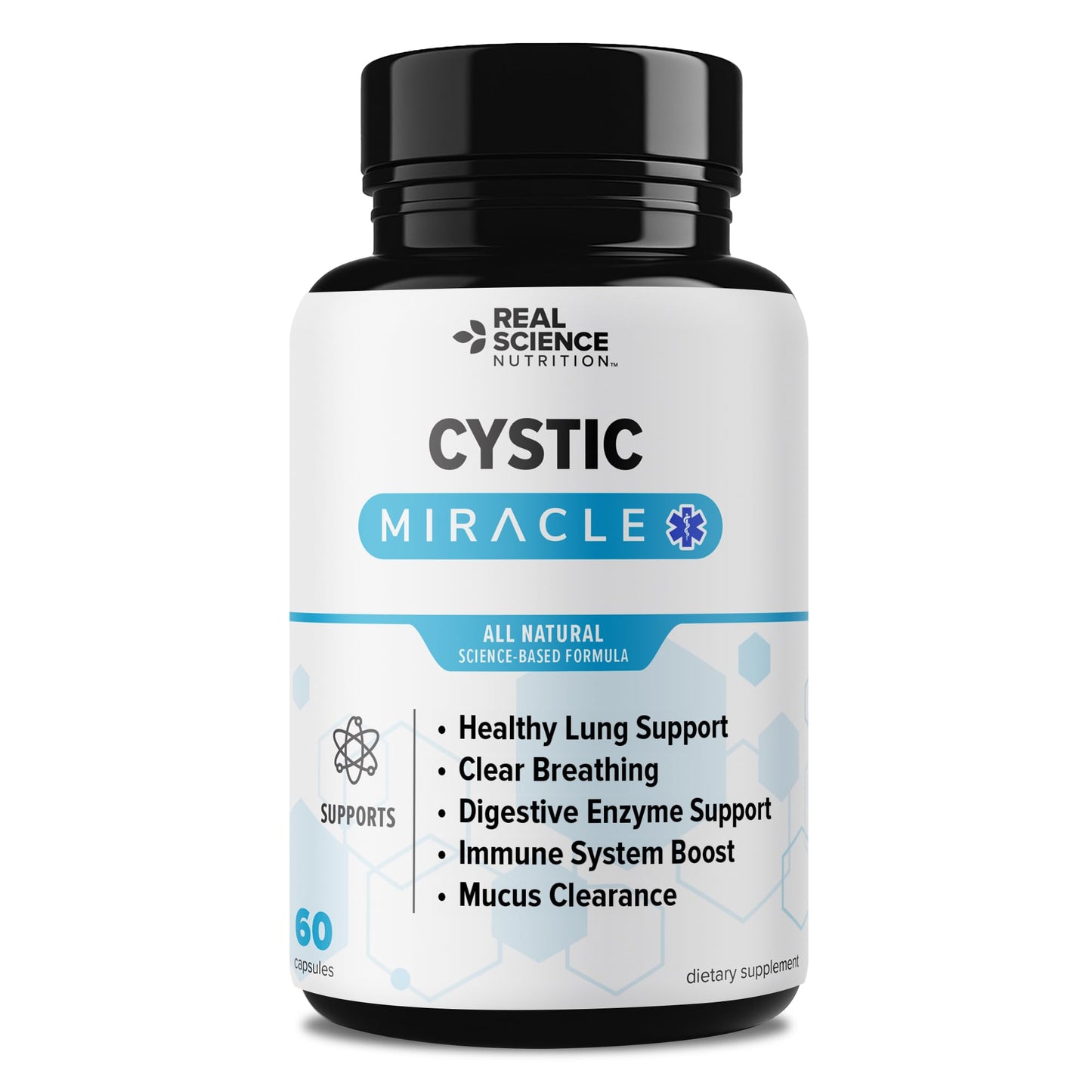 Real Science Cystic Miracle - Lung Support Supplement for Breathing Support and Mucus Clearance – with Vinitrox & GABA to Help Clear Lungs and Aid Respiratory Health, Made in USA, 60 Caps - dailyvitalstore