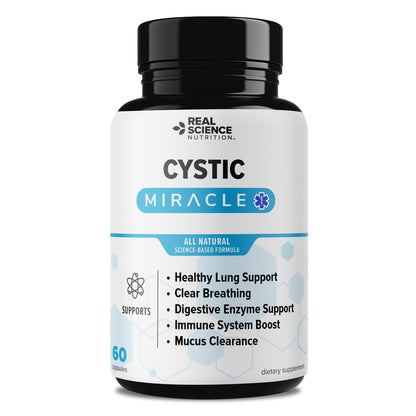 Real Science Cystic Miracle - Lung Support Supplement for Breathing Support and Mucus Clearance – with Vinitrox & GABA to Help Clear Lungs and Aid Respiratory Health, Made in USA, 60 Caps - dailyvitalstore