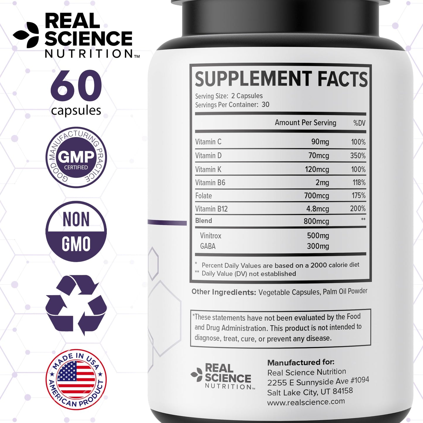 Real Science LegEase Miracle – All Natural Restless Legs Syndrome Relief & Leg Cramp Supplement with Vitamins C, D, K, B6, B12 + Nitric Oxide Support – Sleep & Circulation Aid – Made in USA, 60 Caps - dailyvitalstore