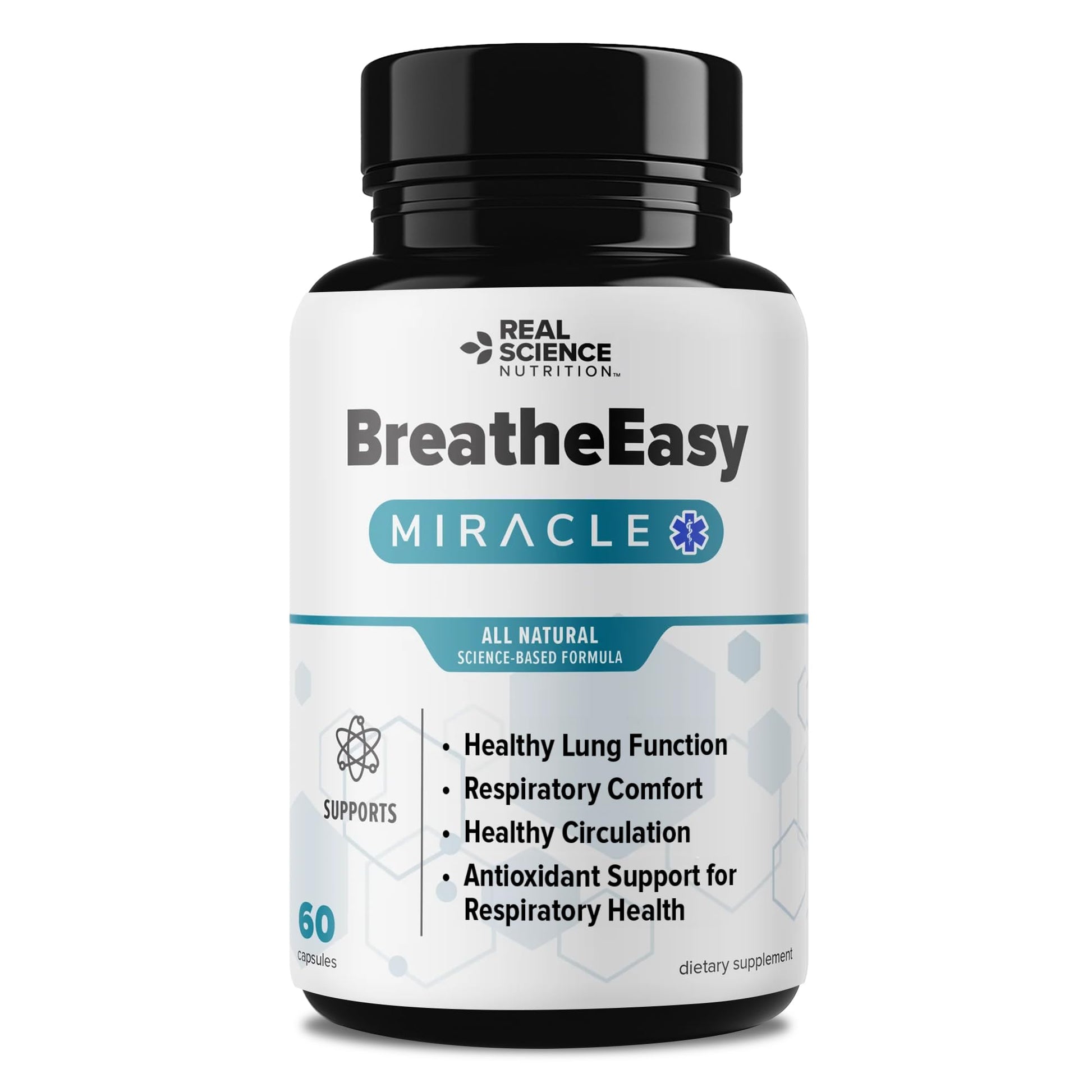 Real Science Nutrition BreatheEasy Lung Support Supplement for Lung Health & Respiratory Wellness – Lung Cleanse Formula with Vinitrox, GABA for Circulation Support - Made in USA - 60 Capsules - dailyvitalstore
