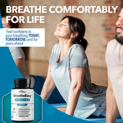 Real Science Nutrition BreatheEasy Lung Support Supplement for Lung Health & Respiratory Wellness – Lung Cleanse Formula with Vinitrox, GABA for Circulation Support - Made in USA - 60 Capsules - dailyvitalstore
