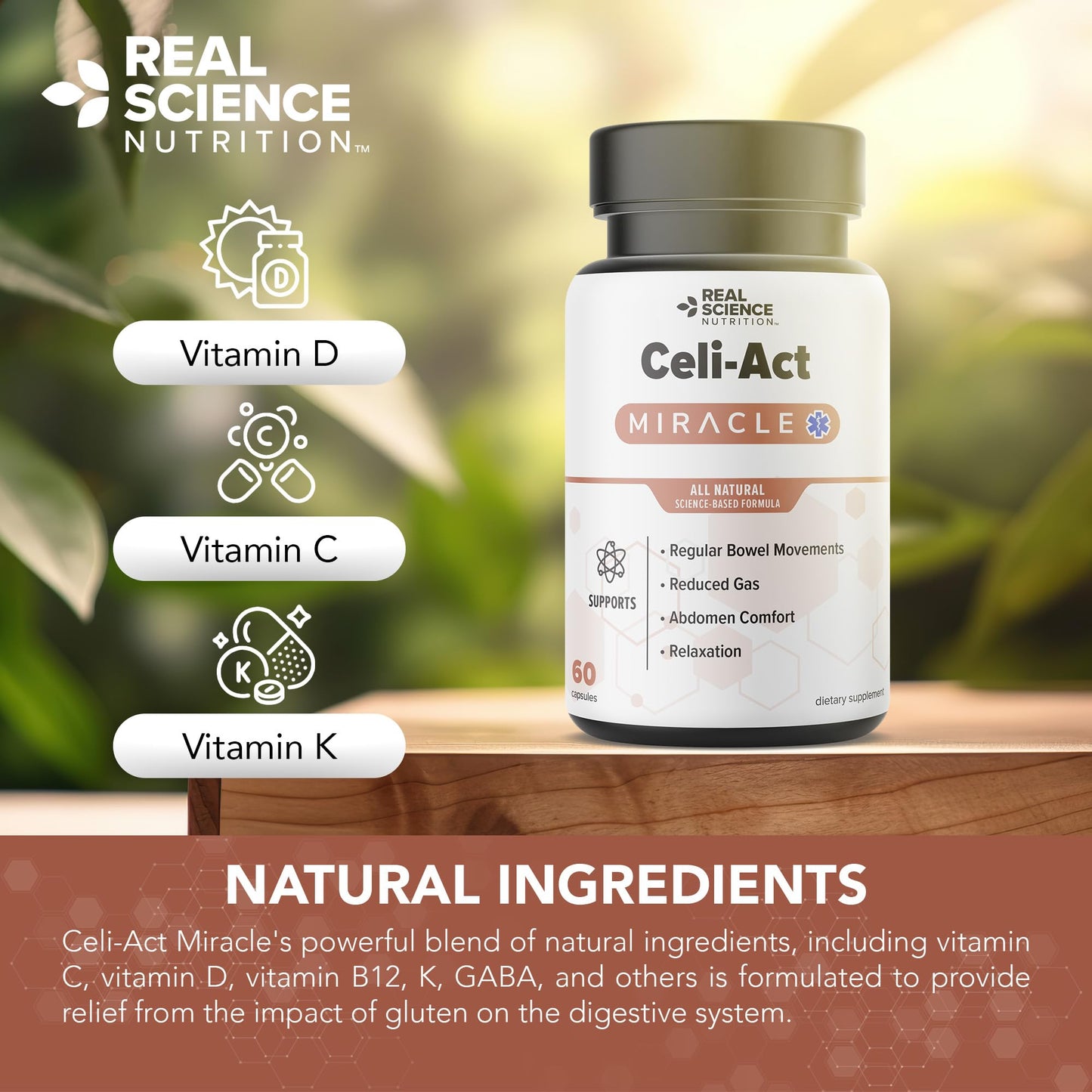 Real Science Nutrition Celi-Act Miracle is a Natural Supplement to Support Celiac Discomfort and Digestive Health - dailyvitalstore