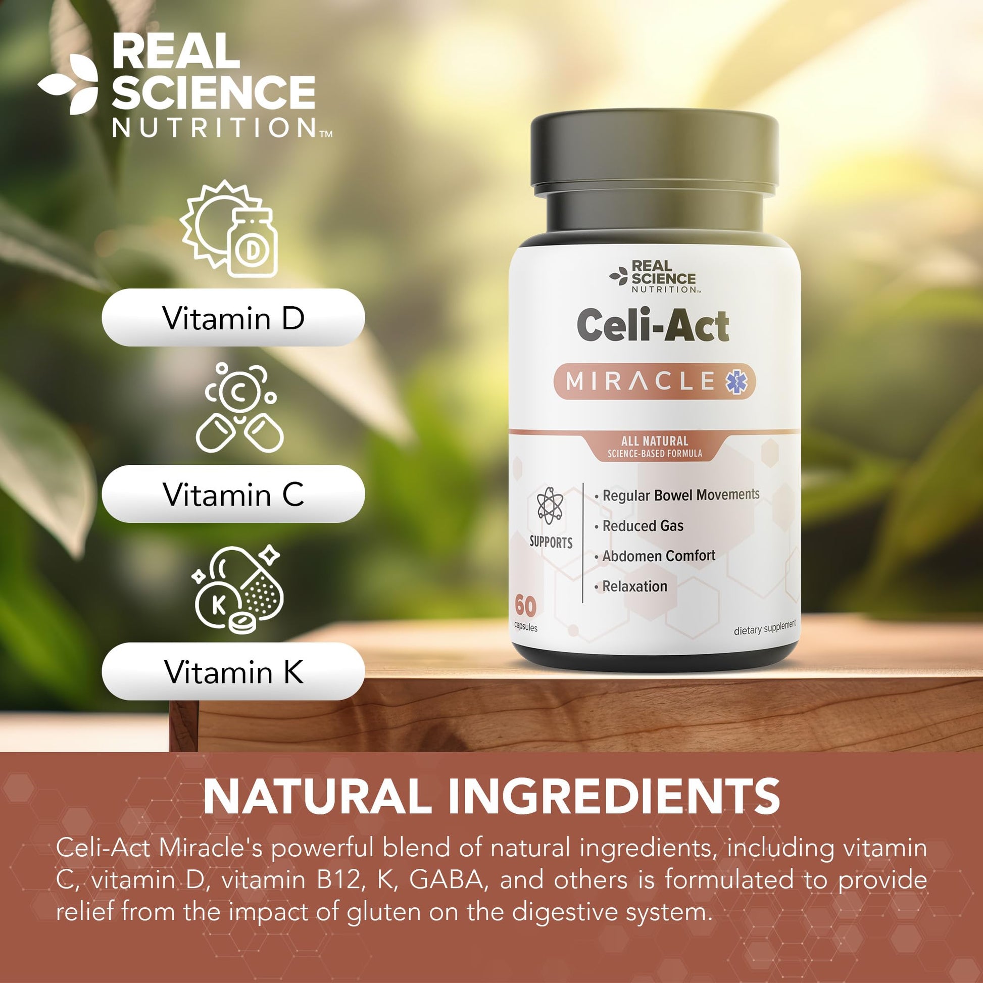 Real Science Nutrition Celi-Act Miracle is a Natural Supplement to Support Celiac Discomfort and Digestive Health - dailyvitalstore