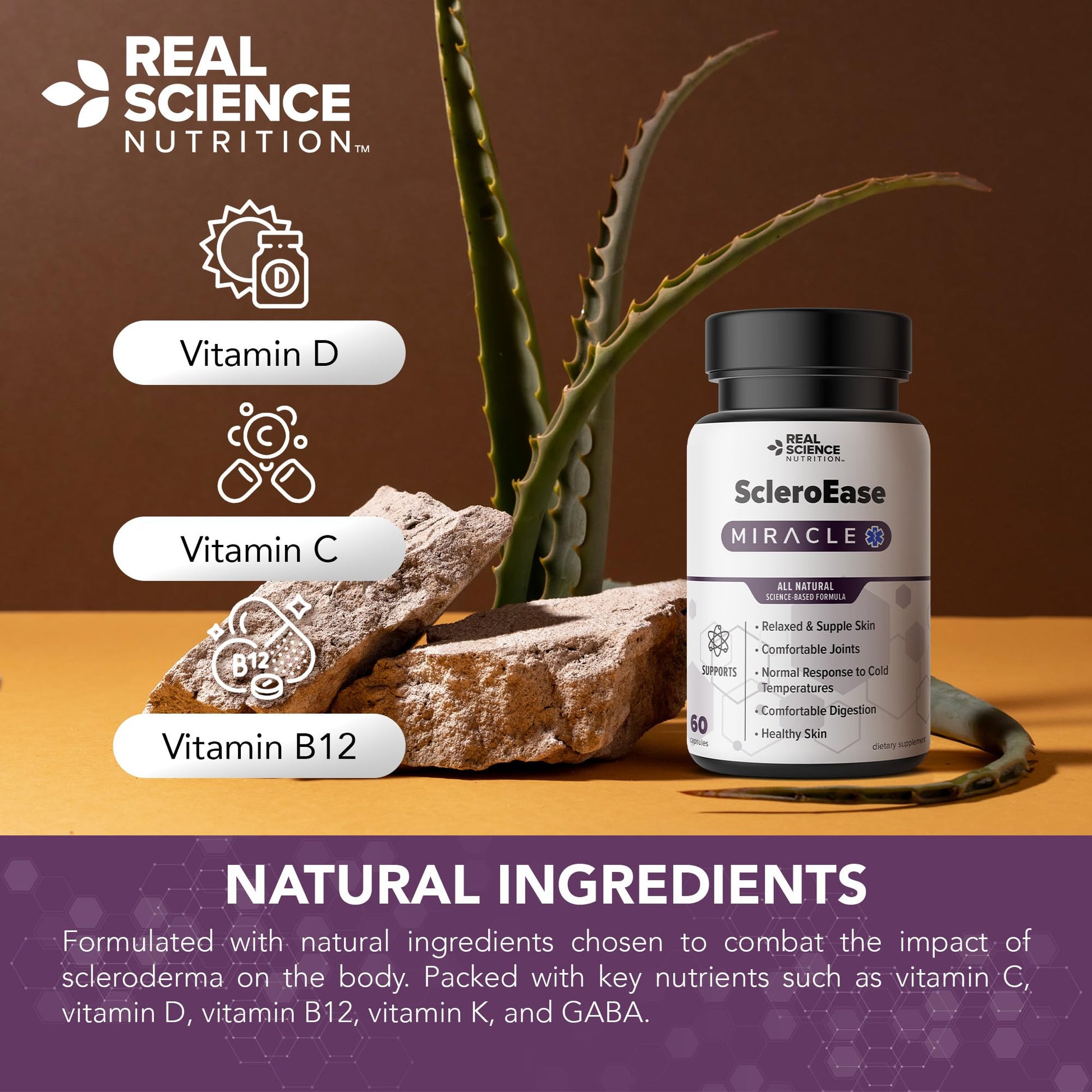 Real Science Nutrition ScleroEase Miracle Offers Relief to sufferers of Scleroderma, Supporting Flexible & Supple Skin, Comfortable Joint Movement, Comfortable Digestion, and Healthy Skin - dailyvitalstore
