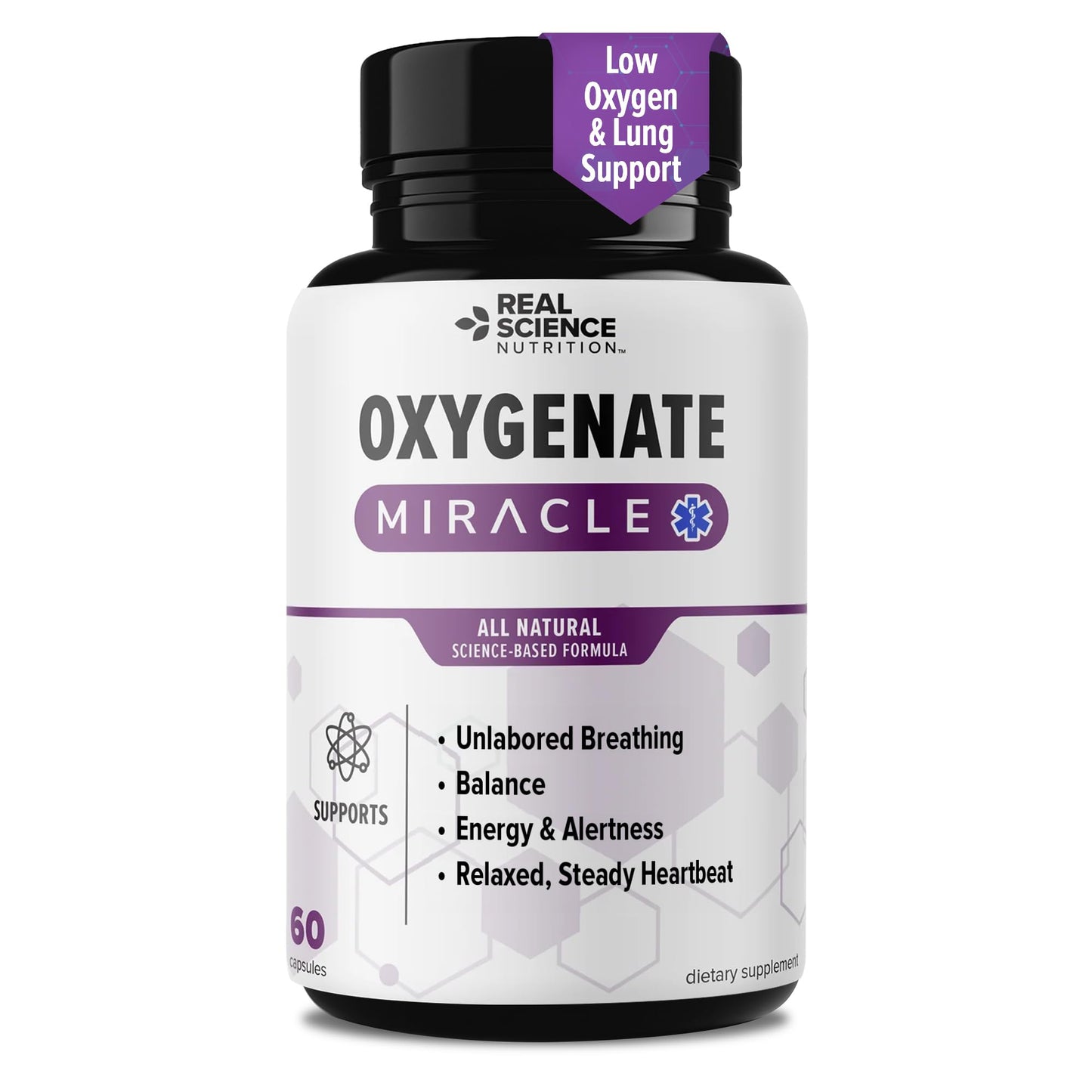 Real Science Oxygenate Miracle – Daily Lung & Circulation Support Supplement for Breathing Comfort and Energy – Supports Respiratory Function and Overall Wellness, 60 Caps - dailyvitalstore