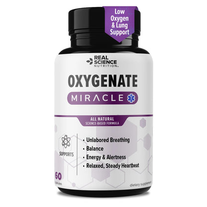 Real Science Oxygenate Miracle – Daily Lung & Circulation Support Supplement for Breathing Comfort and Energy – Supports Respiratory Function and Overall Wellness, 60 Caps - dailyvitalstore